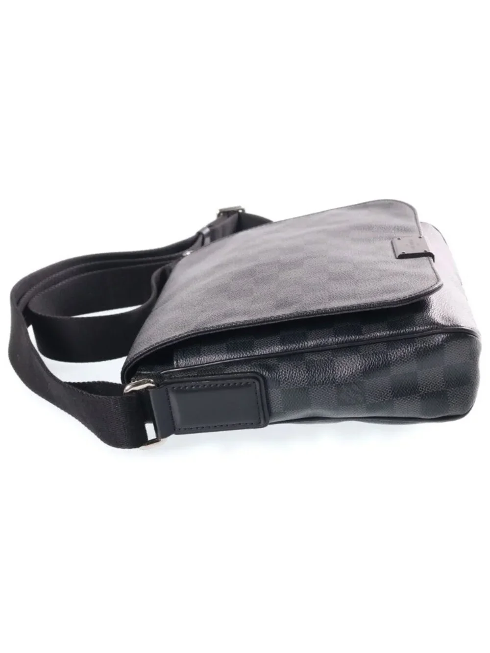 Louis Vuitton Damier Graphite District PM Shoulder Bag Black Leather Silver